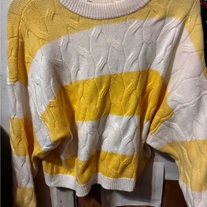 No Boundaries Yellow and White Striped Sweater